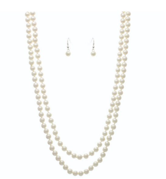 Flapper Pearl Necklace Set – Beige