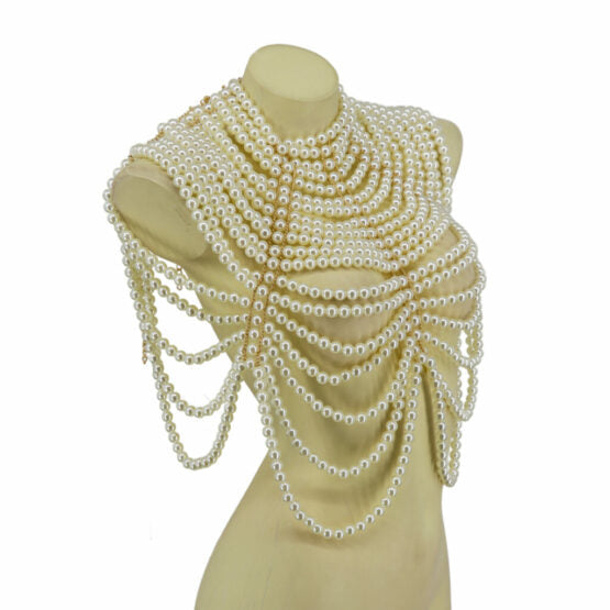 High Neck chunky pearl bodychain