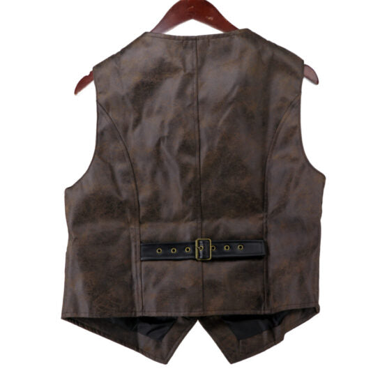 Steampunk two-tone pleather vest