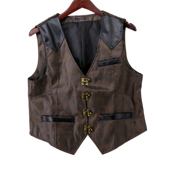 Steampunk two-tone pleather vest
