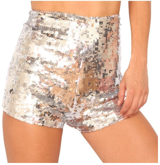 Sequins Shorts with Zipper