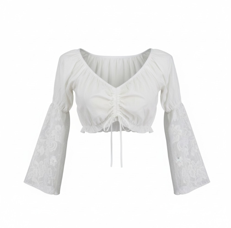 Cotton Choli top with Lace Sleeves