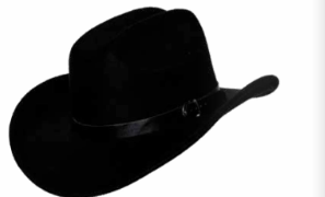 Cowboy Hat Black w/Black Leather Band