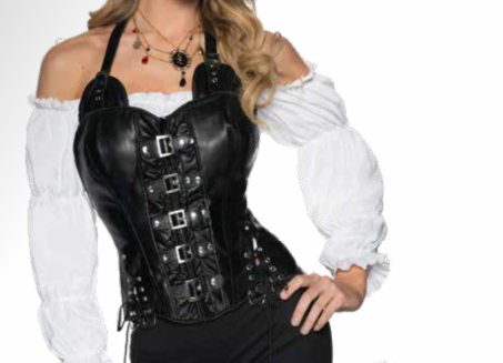 Vinyl Corset Halter Neck Corset w/Metal Buckles