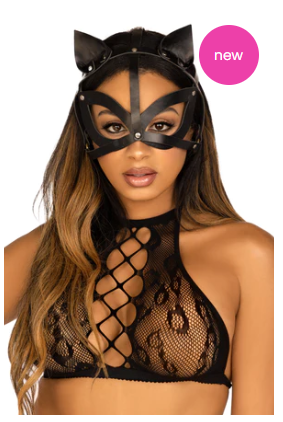 Vegan leather Studded Cat Mask