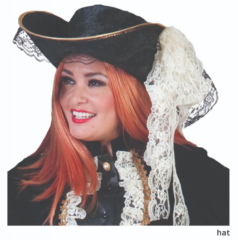 Black Pirate Hat with Lace