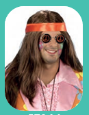 Wig-Long Brown Hippie w/Headband