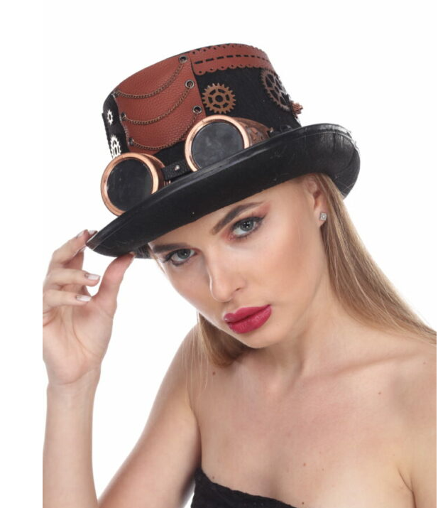 Steampunk Hat with Goggles – Copper