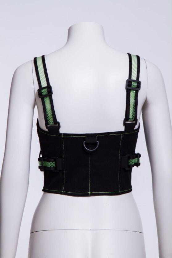Punk Vest with Transparent Mesh Tape Buckles