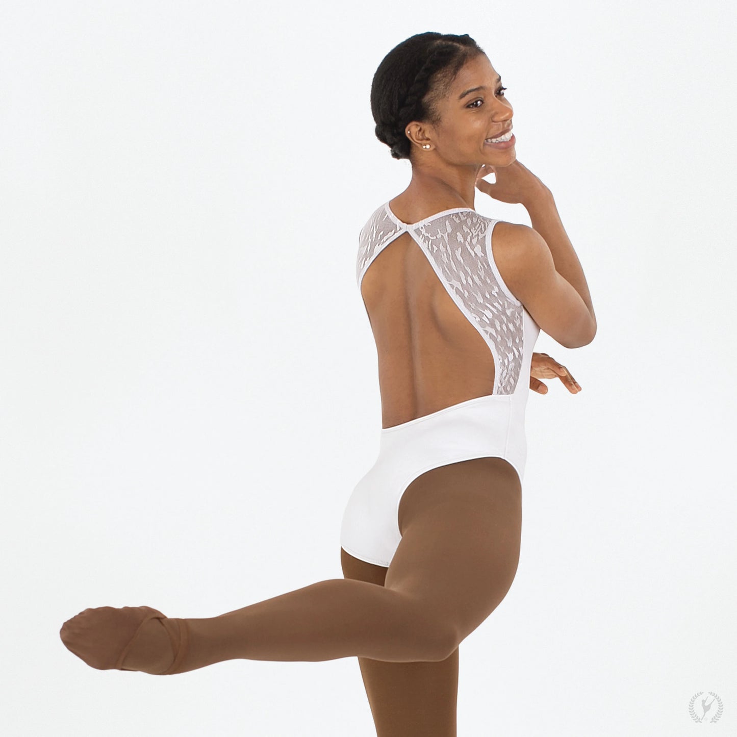 Impression Mesh Sweetheart Open Back Leotard