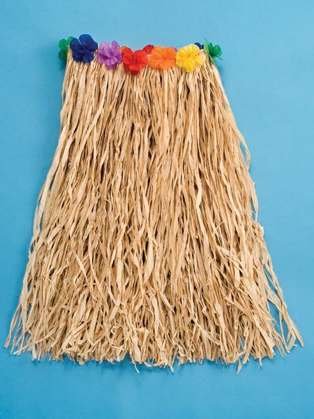 Skirt-Raffia w/Flowers-Natural