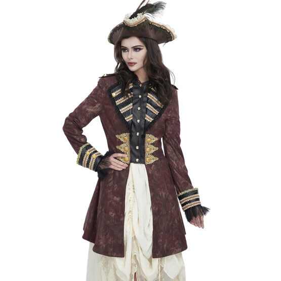 Gold embossed Red Pirate Coat