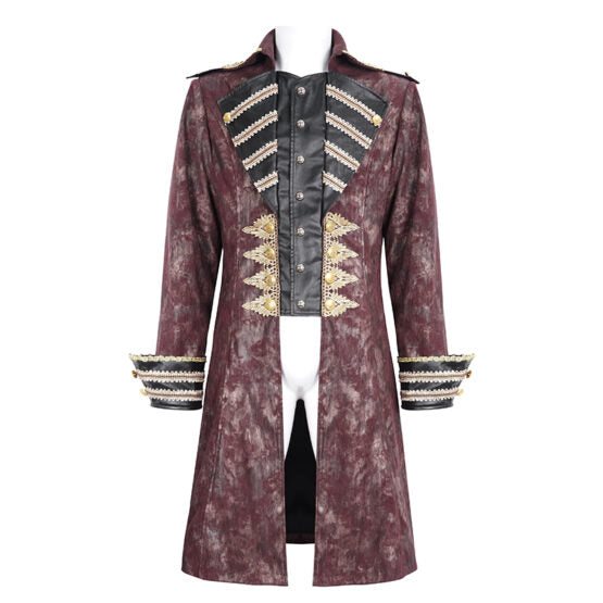 Gold embossed Red Male Pirate Coat