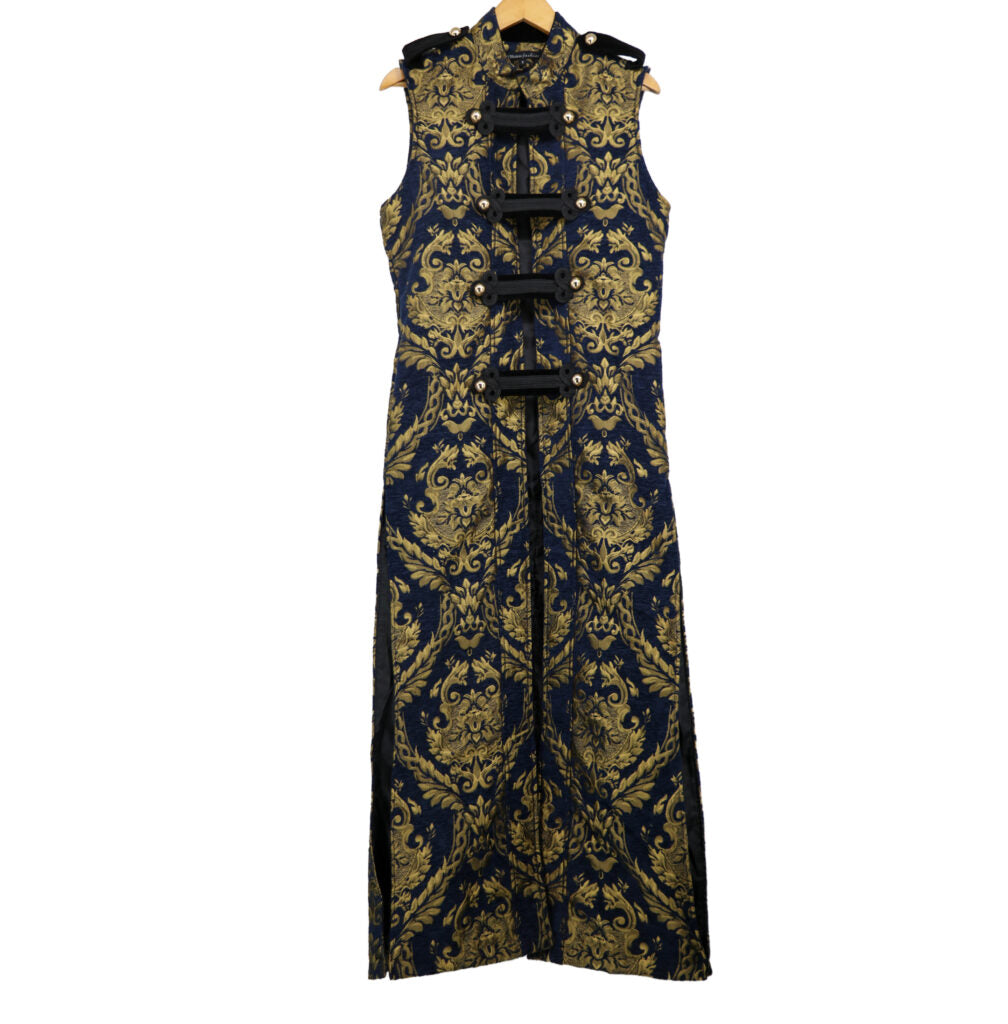 Gothic Damask Military Waistcoat – Blue