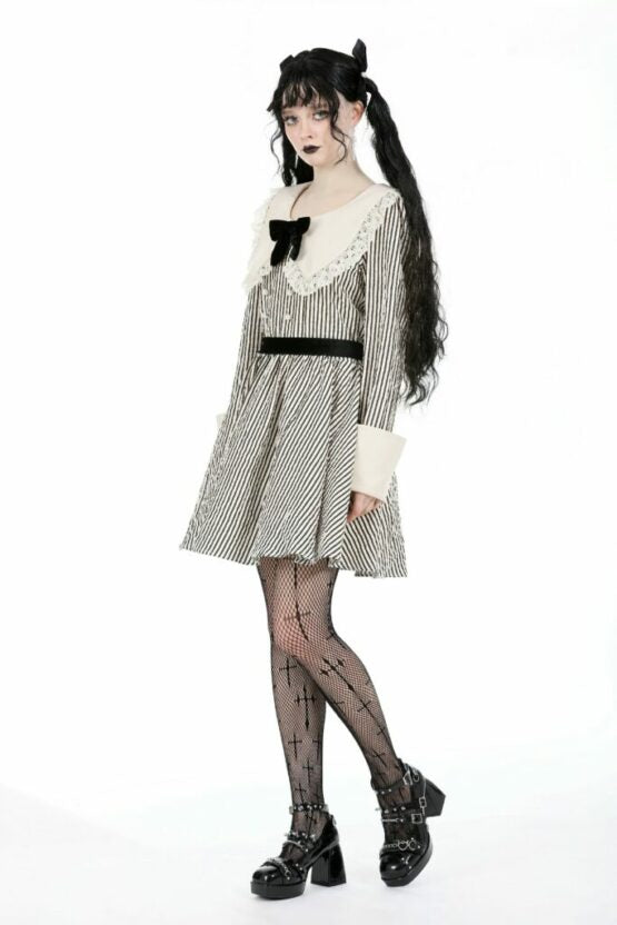 Vintage Stripe Dress w/ Lapels