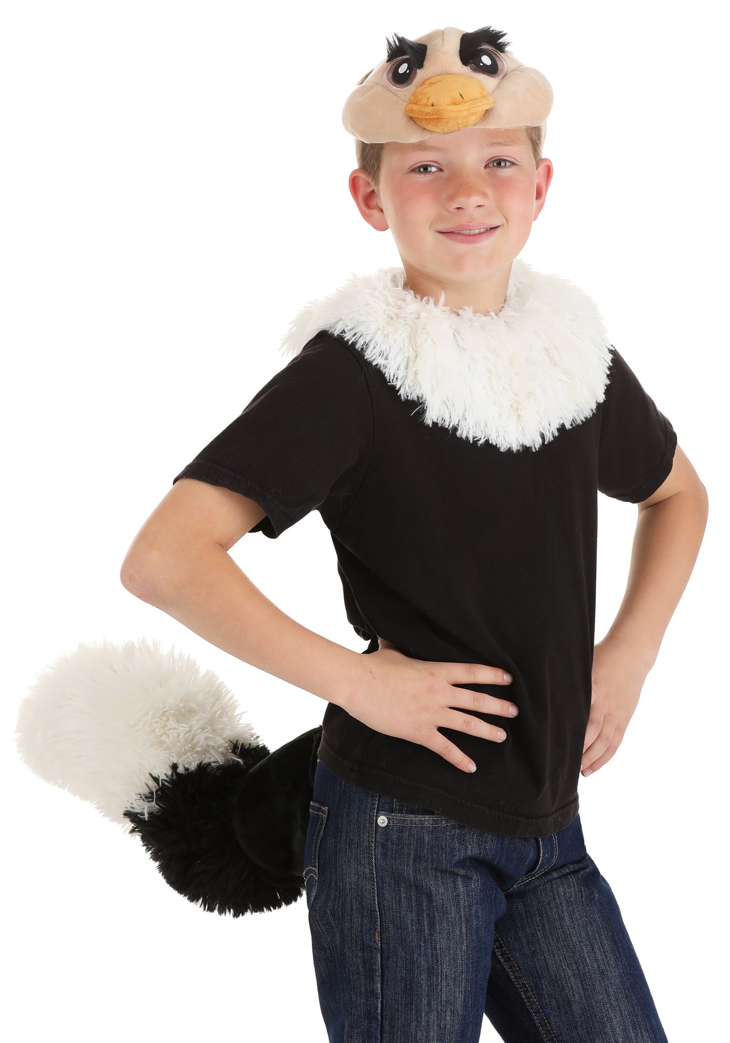 Ostrich Plush Headband, Collar, and Tail Accessory Kit