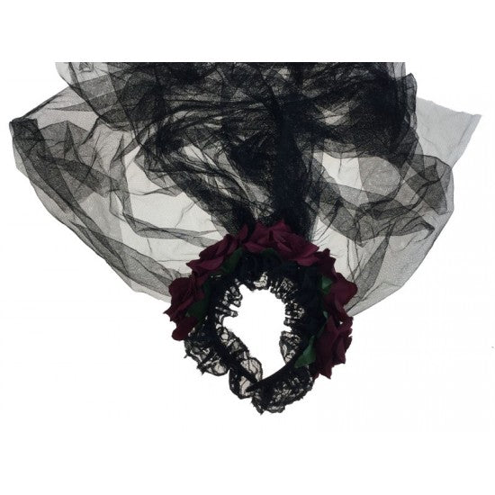 Red Rose Veil Headband