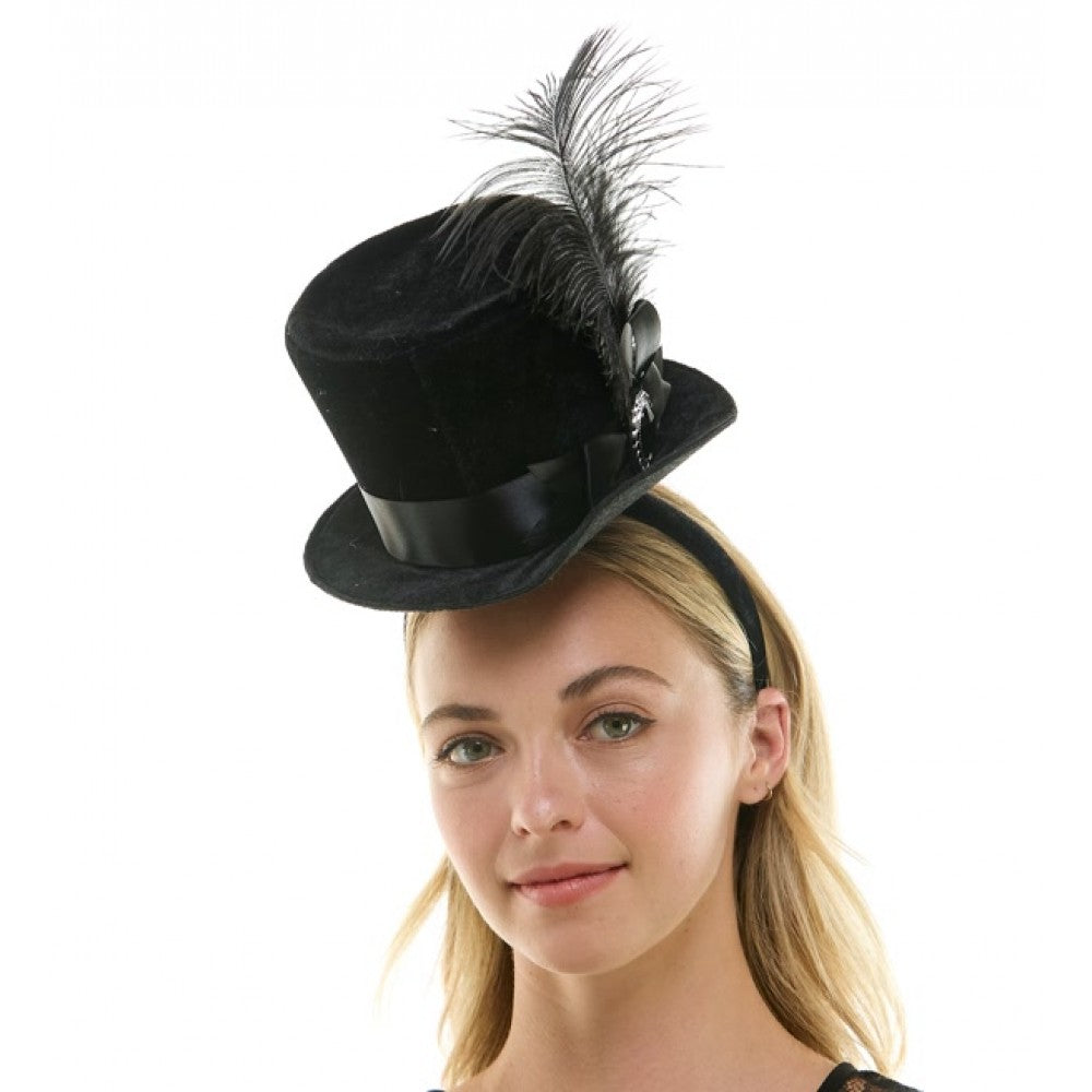 Black Velvet Mini Top Hat Headband