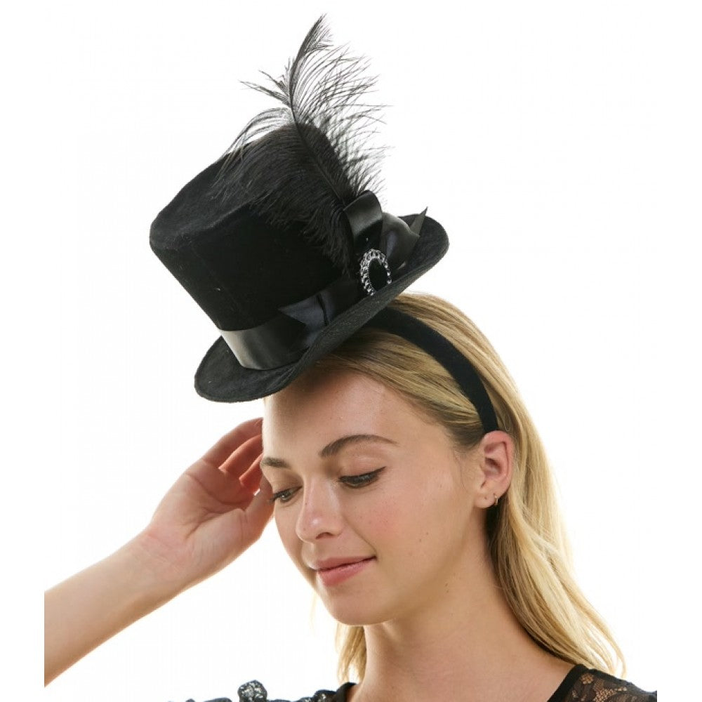 Black Velvet Mini Top Hat Headband