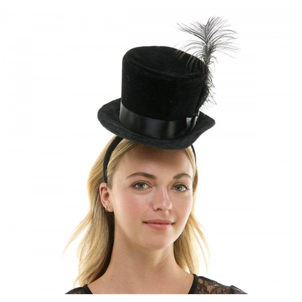 Black Velvet Mini Top Hat Headband