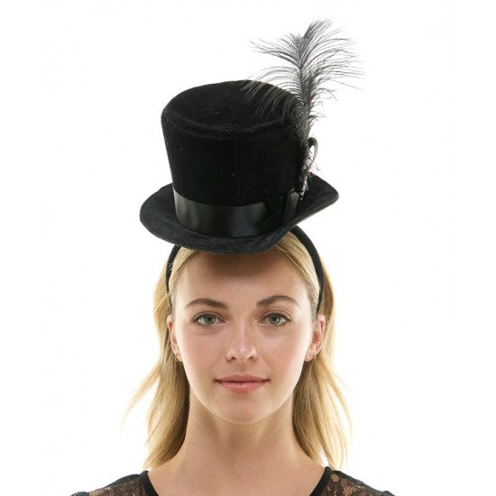 Black Velvet Mini Top Hat Headband