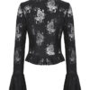 Black lace hollow cross blouse