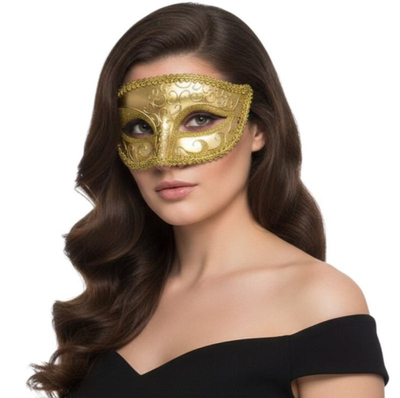 Black Red Embossed Half Mask