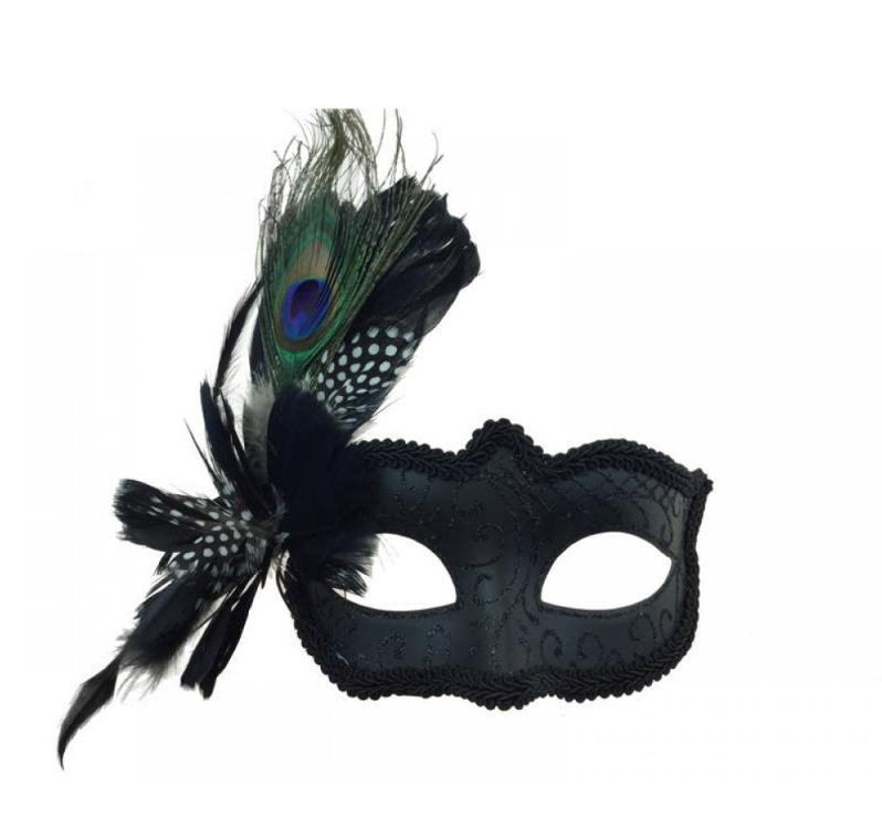 Black White Feather Mask