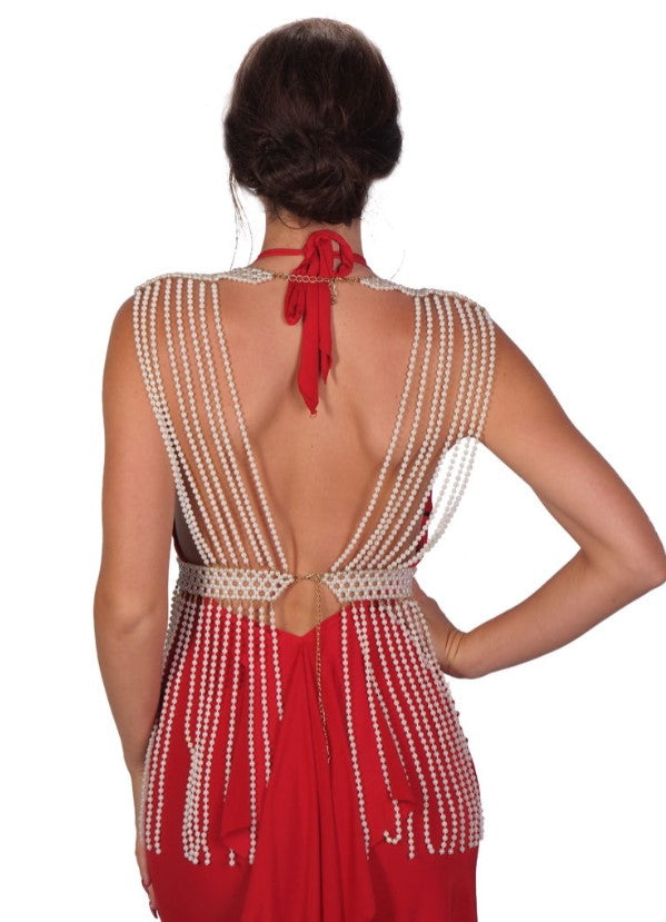 Plunging Pearl Body Jewelry with Fringe