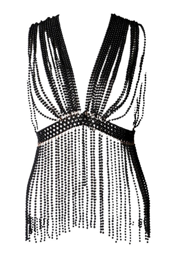 Plunging Pearl Body Jewelry with Fringe