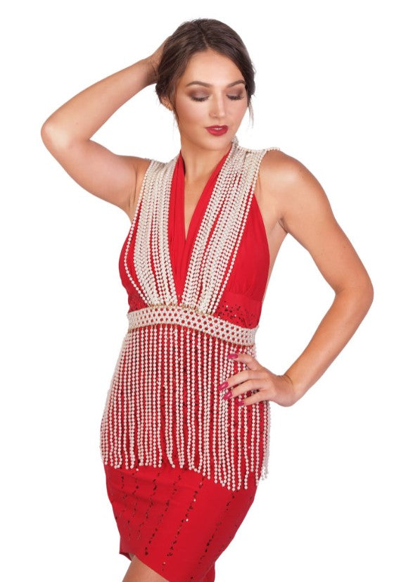 Plunging Pearl Body Jewelry with Fringe