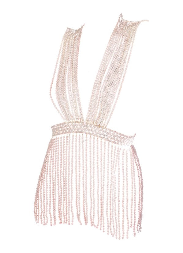 Plunging Pearl Body Jewelry with Fringe