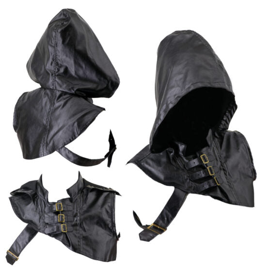 Hooded vest cloak-Black