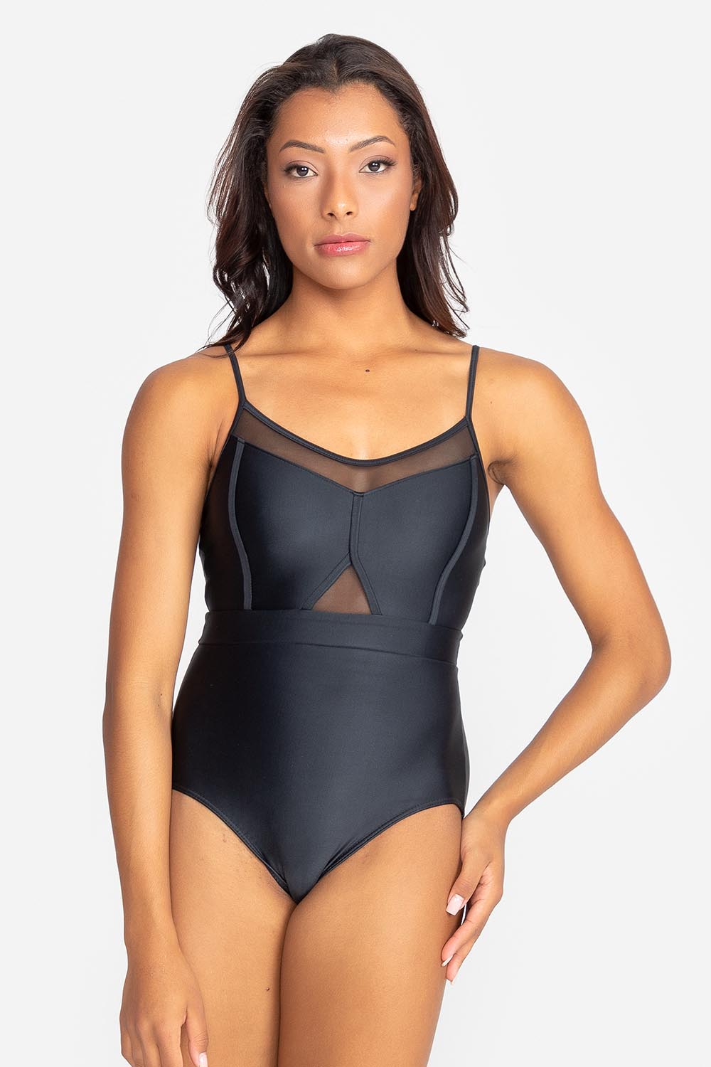 Camisole Leotard with Mesh Inserts
