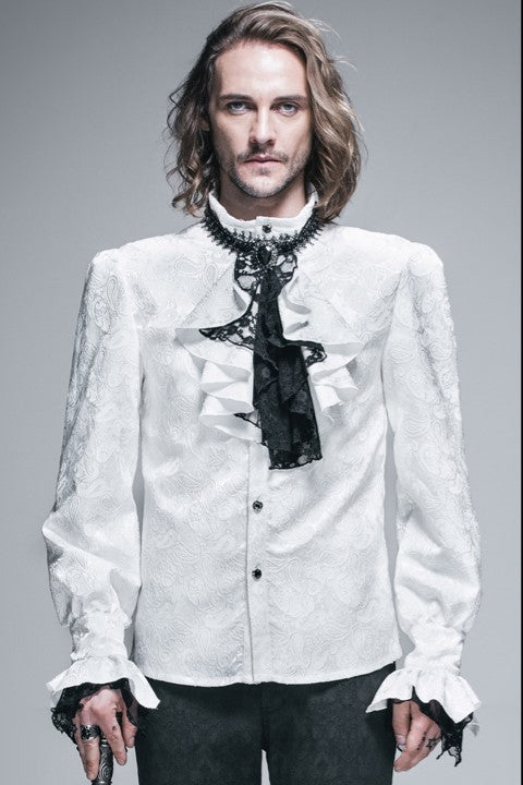 Palace style mens gothic shirt with removable tie