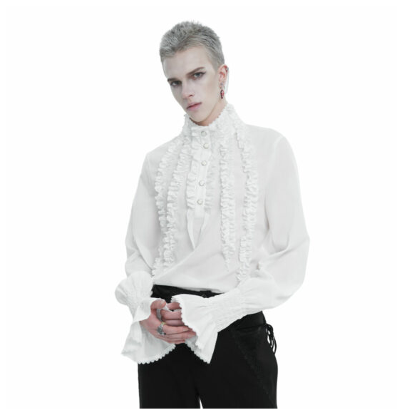 High Collar Ruffle Row Gothic Shirt