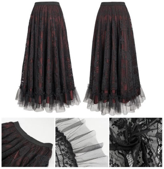 Gothic Maxi Lace with waistband skirt