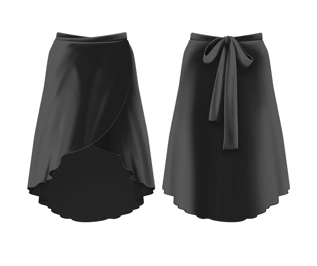 Velvet Chiffon High Low Wrap Skirt
