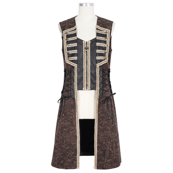 Damask male Long Pirate Waistcoat