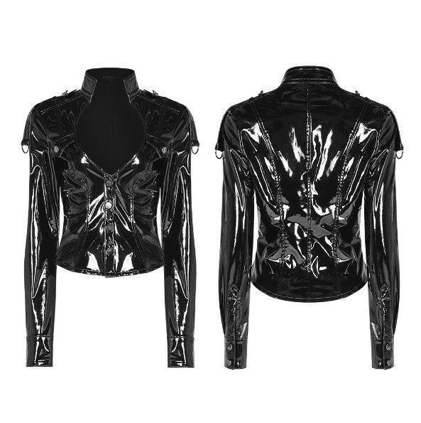 Punk V-Neck Slimmings PU Shirt