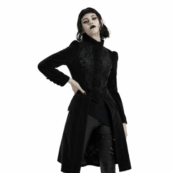 Burgundy Gothic Lace Long Coat