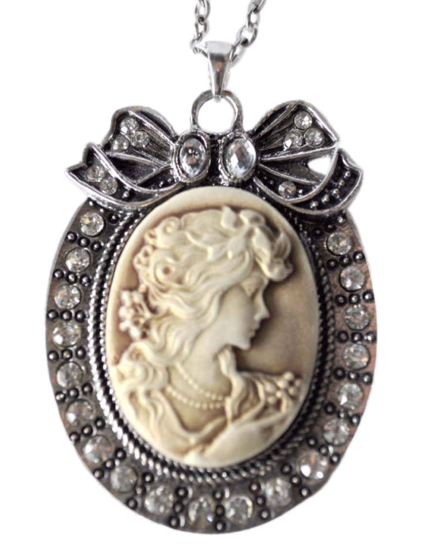 Cameo with Ribbon Decortation Necklace