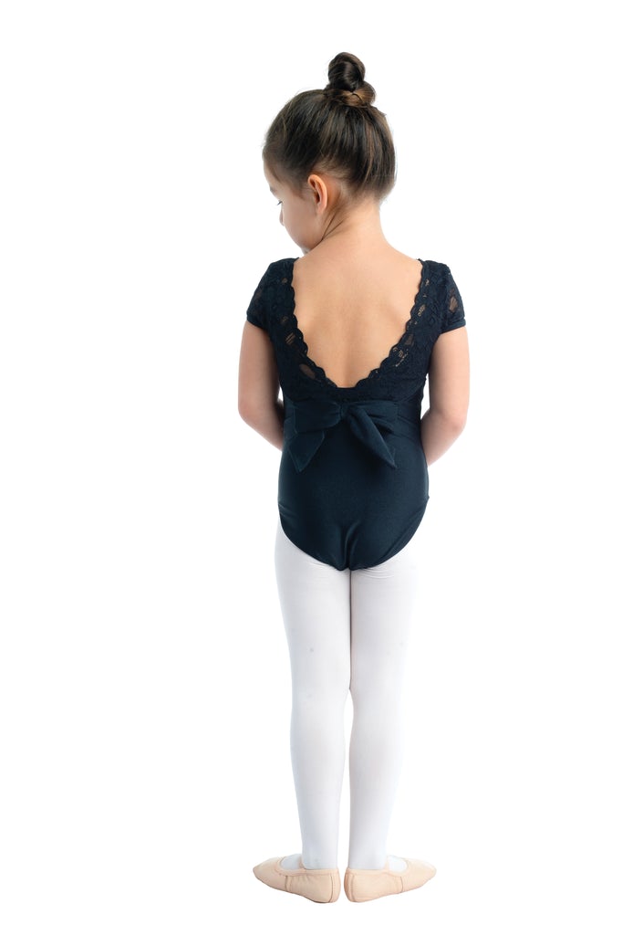 Cap Sleeve Leotard with Scalloped Lace
