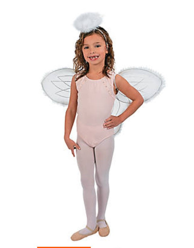 Child's White Marabou Angel Wings & Halo Headband