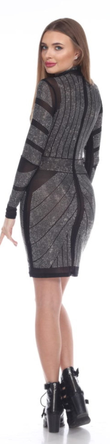 Rhinestone Dress with Sleeve