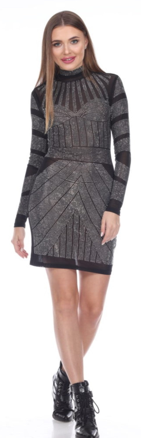 Rhinestone Dress with Sleeve