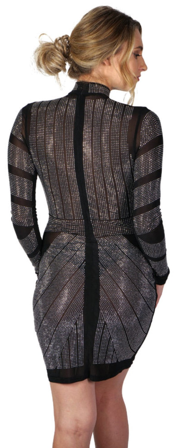 Rhinestone Dress with Sleeve