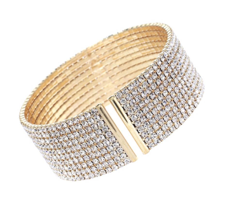 Gold and Rhinestone Cuff