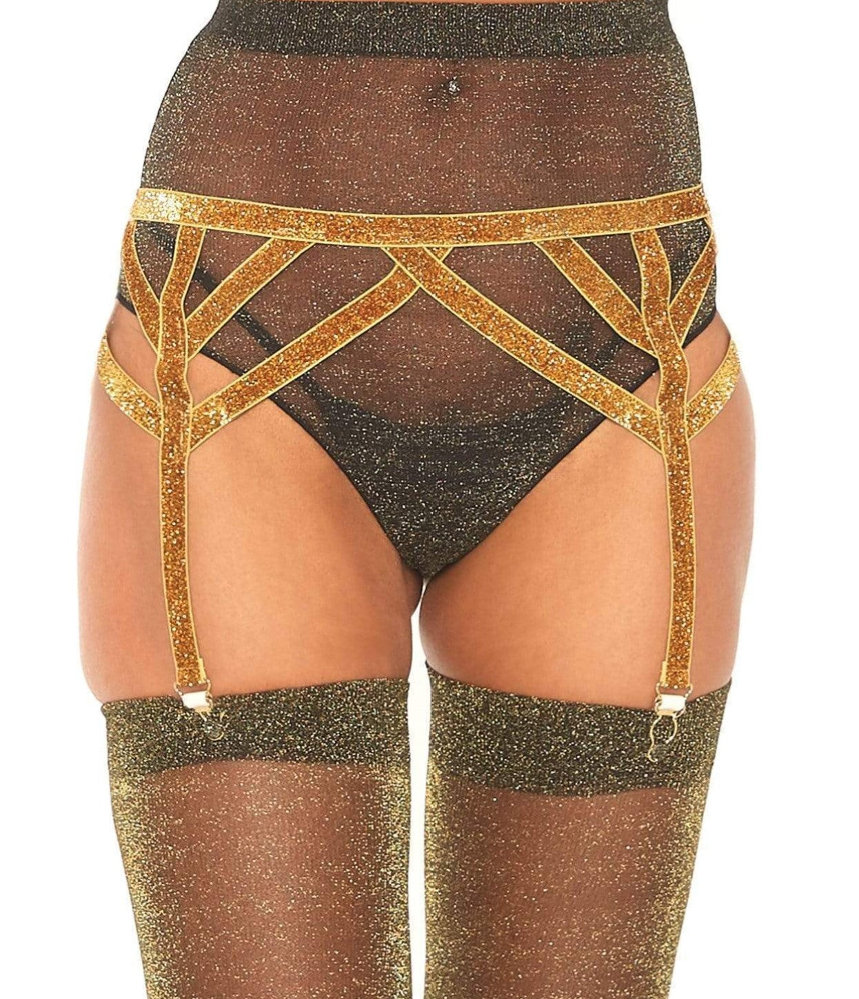 Shimmer Lurex Elastic Garter Belt
