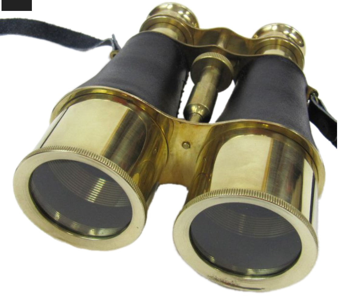 Brass Binoculars with Faux Leather Wrap.
